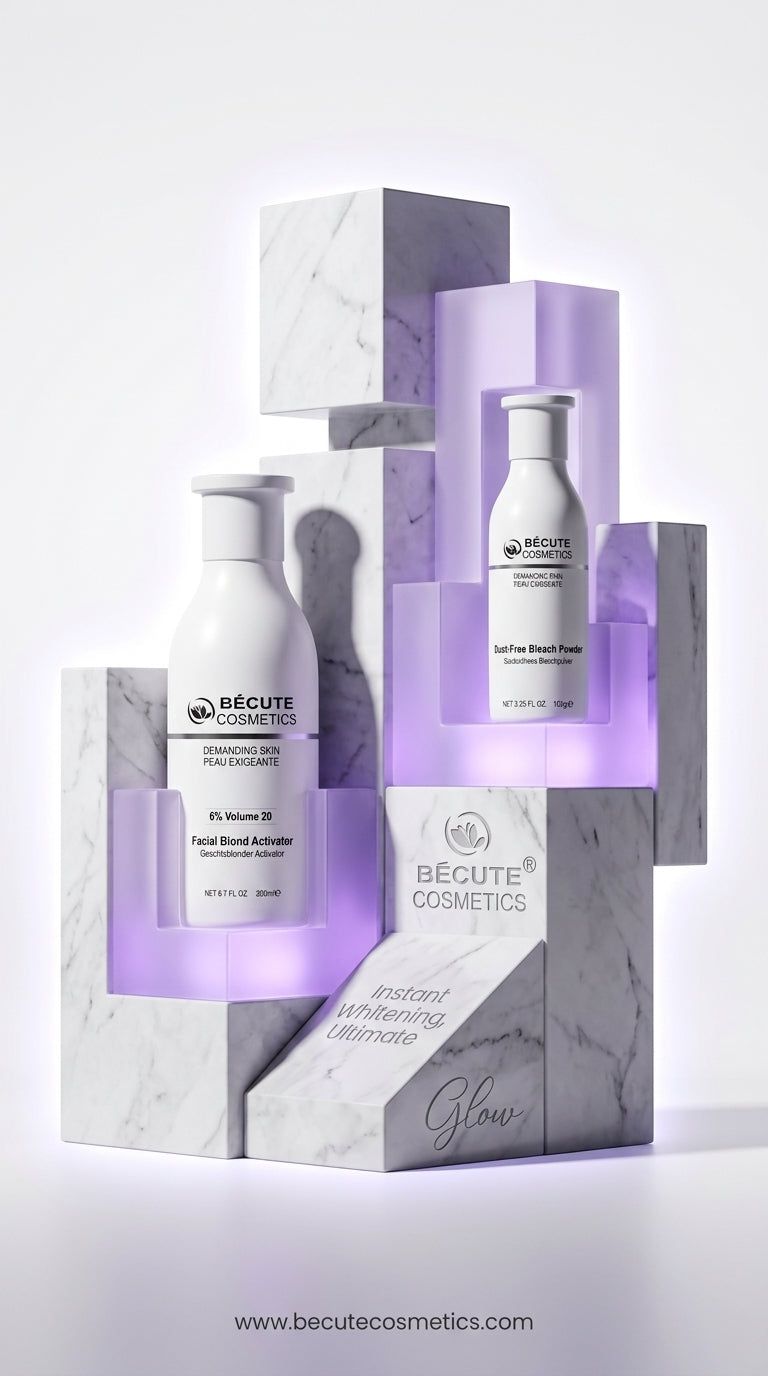 Becute Cosmetics Facial Blond Bleach Kit – Facial Blond Activator 6% Volume 20 + Dust-Free Bleach Powder