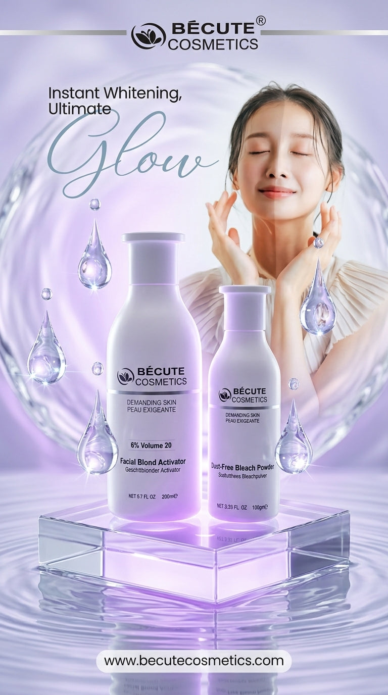 Becute Cosmetics Facial Blond Bleach Kit – Facial Blond Activator 6% Volume 20 + Dust-Free Bleach Powder