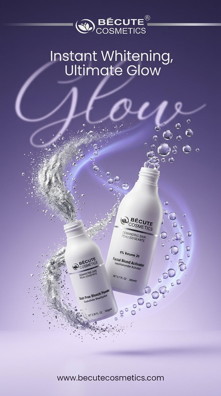 Becute Cosmetics Facial Blond Bleach Kit – Facial Blond Activator 6% Volume 20 + Dust-Free Bleach Powder