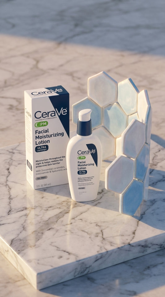 CeraVe PM Facial Moisturizing Lotion Ultra Lightweight 89ml – With Ceramides, Niacinamide & Hyaluronic Acid