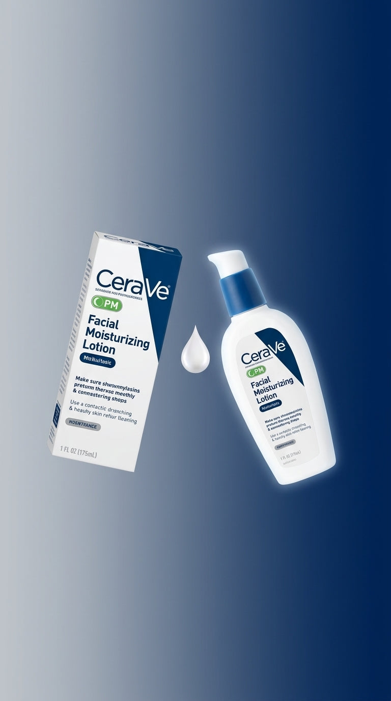 CeraVe PM Facial Moisturizing Lotion Ultra Lightweight 89ml – With Ceramides, Niacinamide & Hyaluronic Acid