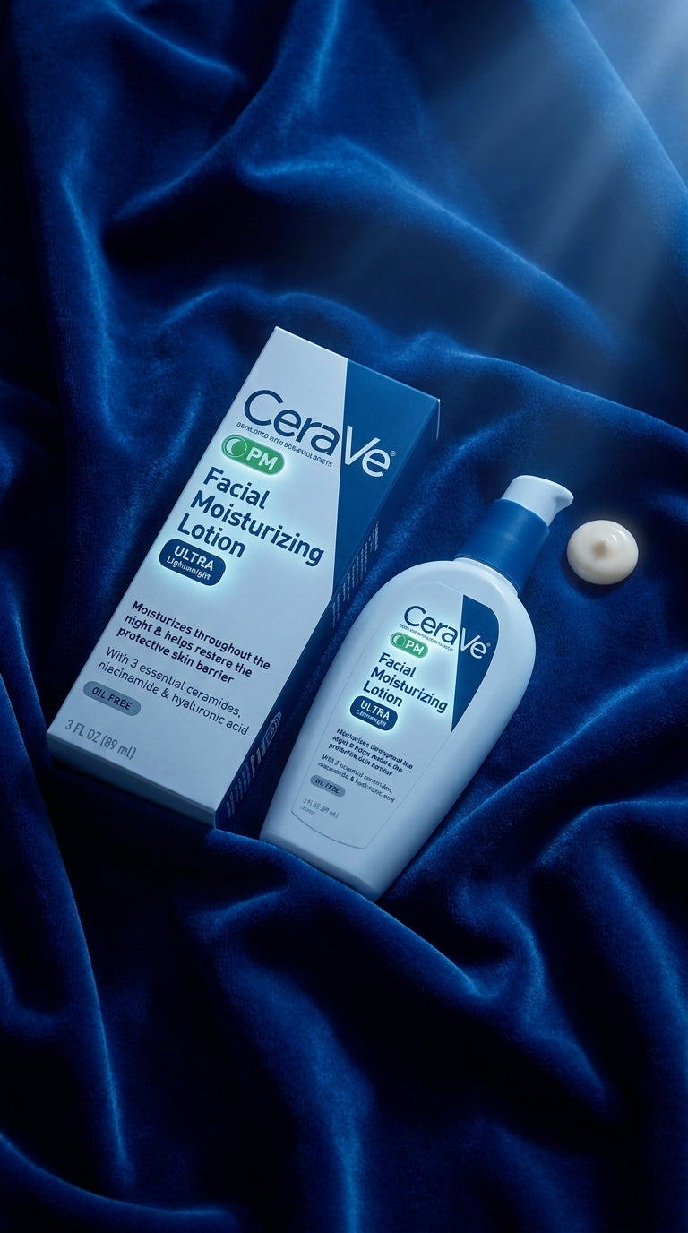 CeraVe PM Facial Moisturizing Lotion Ultra Lightweight 89ml – With Ceramides, Niacinamide & Hyaluronic Acid