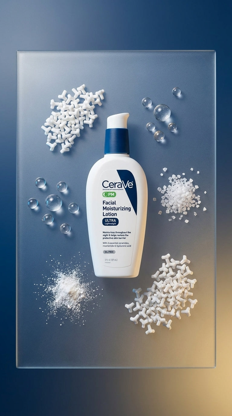 CeraVe PM Facial Moisturizing Lotion Ultra Lightweight 89ml – With Ceramides, Niacinamide & Hyaluronic Acid