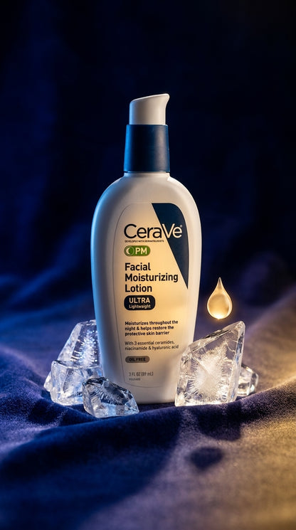 CeraVe PM Facial Moisturizing Lotion Ultra Lightweight 89ml – With Ceramides, Niacinamide & Hyaluronic Acid