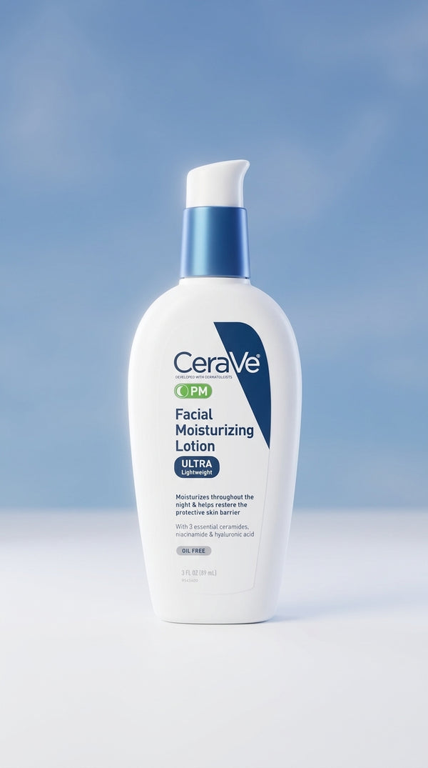 CeraVe PM Facial Moisturizing Lotion Ultra Lightweight 89ml – With Ceramides, Niacinamide & Hyaluronic Acid