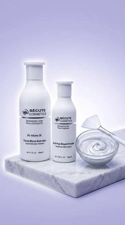 Becute Cosmetics Facial Blond Bleach Kit – Facial Blond Activator 6% Volume 20 + Dust-Free Bleach Powder