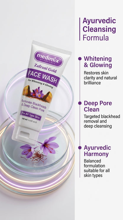 Medimix Zafrani Gold Face Wash for All Skin Types | 100ml