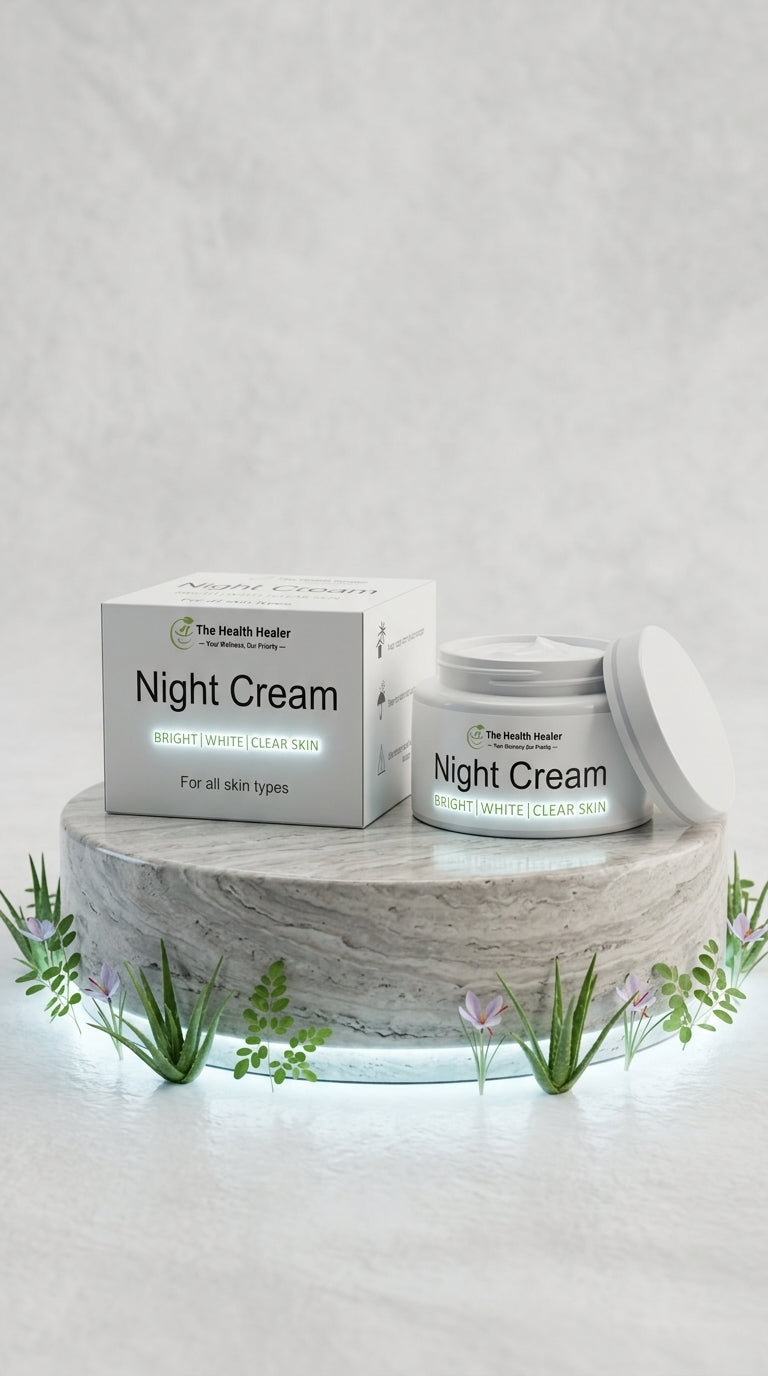 The Health Healer Night Cream – Bright, White & Clear Skin | Aloe Vera, Saffron, Mulberry & Rose Hip Oil