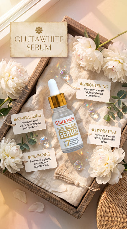 Gluta White Skin Whitening Serum with Antioxidant Formula for Advanced Skin Nourishment