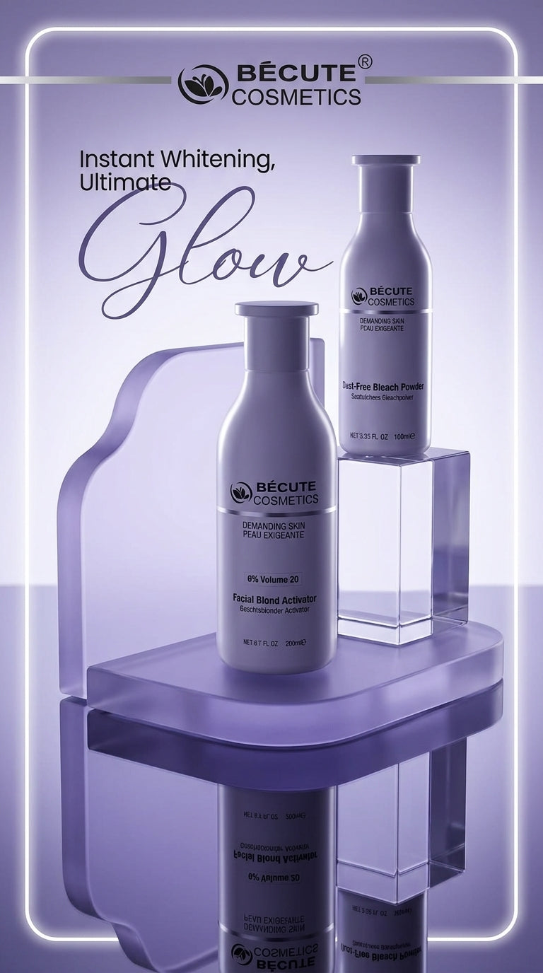 Becute Cosmetics Facial Blond Bleach Kit – Facial Blond Activator 6% Volume 20 + Dust-Free Bleach Powder