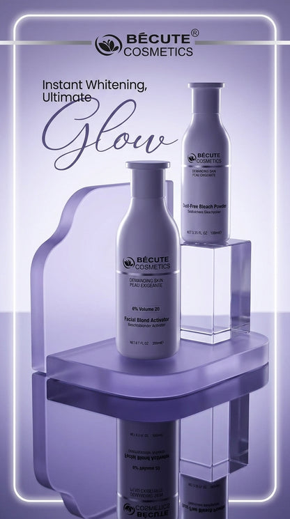 Becute Cosmetics Facial Blond Bleach Kit – Facial Blond Activator 6% Volume 20 + Dust-Free Bleach Powder