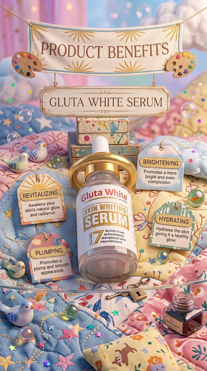 Gluta White Skin Whitening Serum with Antioxidant Formula for Advanced Skin Nourishment