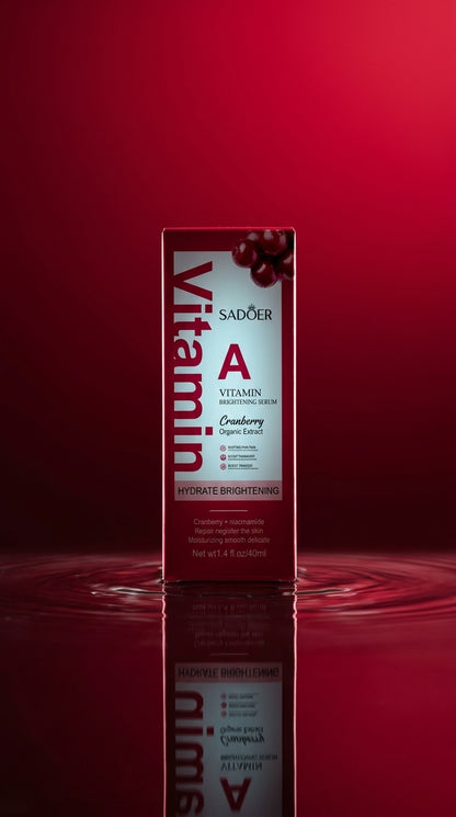 SADOER Vitamin A Cranberry Brightening Serum with Niacinamide & Hyaluronic Acid | Hydrating Face Serum for Dry & Dull Skin | 40ml
