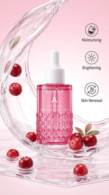 SADOER Vitamin A Cranberry Brightening Serum with Niacinamide & Hyaluronic Acid | Hydrating Face Serum for Dry & Dull Skin | 40ml