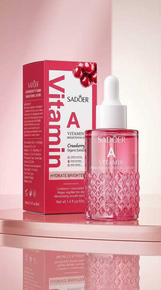 SADOER Vitamin A Cranberry Brightening Serum with Niacinamide & Hyaluronic Acid | Hydrating Face Serum for Dry & Dull Skin | 40ml