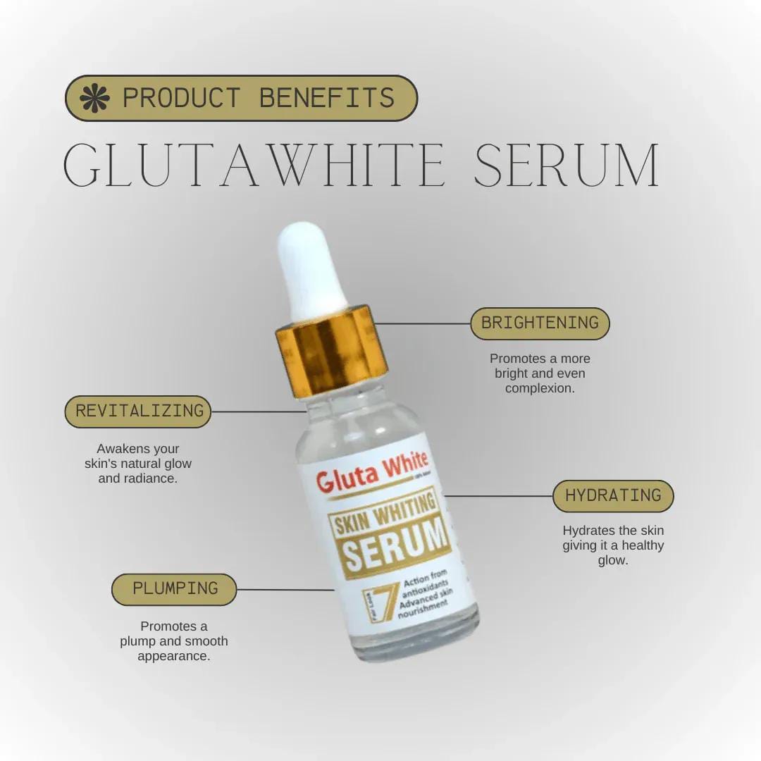 Gluta White Skin Whitening Serum with Antioxidant Formula for Advanced Skin Nourishment