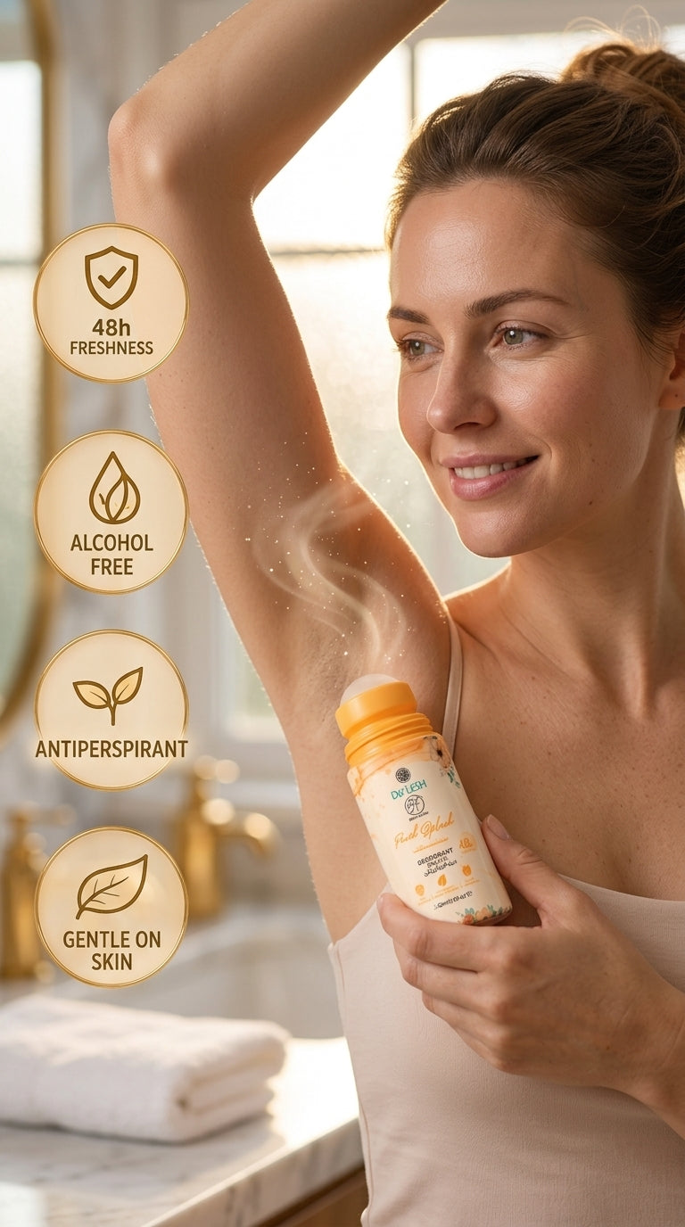 De'LESH Peach Splash Roll-On: 48H Freshness & Gentle Care (50ml)